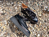 Luca Grossi Black Wedge Patent Lace Up E686M