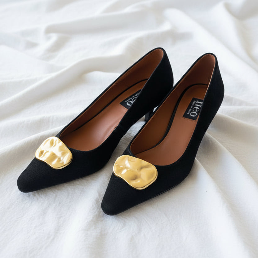 Neo Shoe Basket Suede Pump Black/Gold 25623-416D