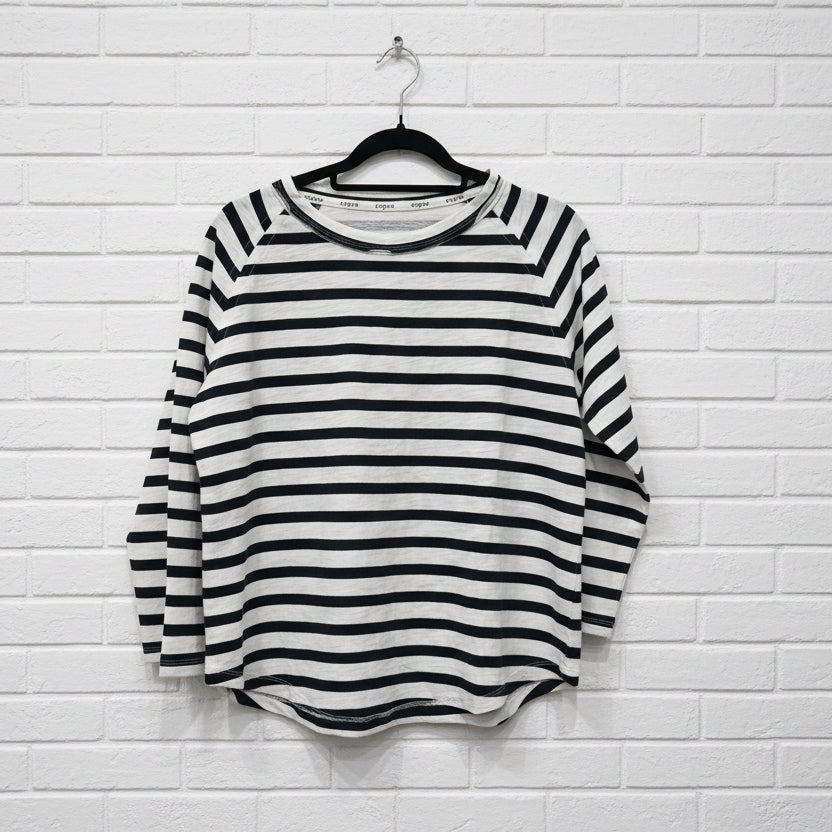 Cloth + Paper + Scissors Tee 3/4 Sleeve Repeat Offender White/Navy C1387-26