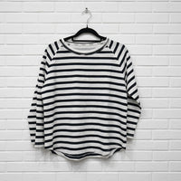 Cloth + Paper + Scissors Tee 3/4 Sleeve Repeat Offender White/Navy C1387-26