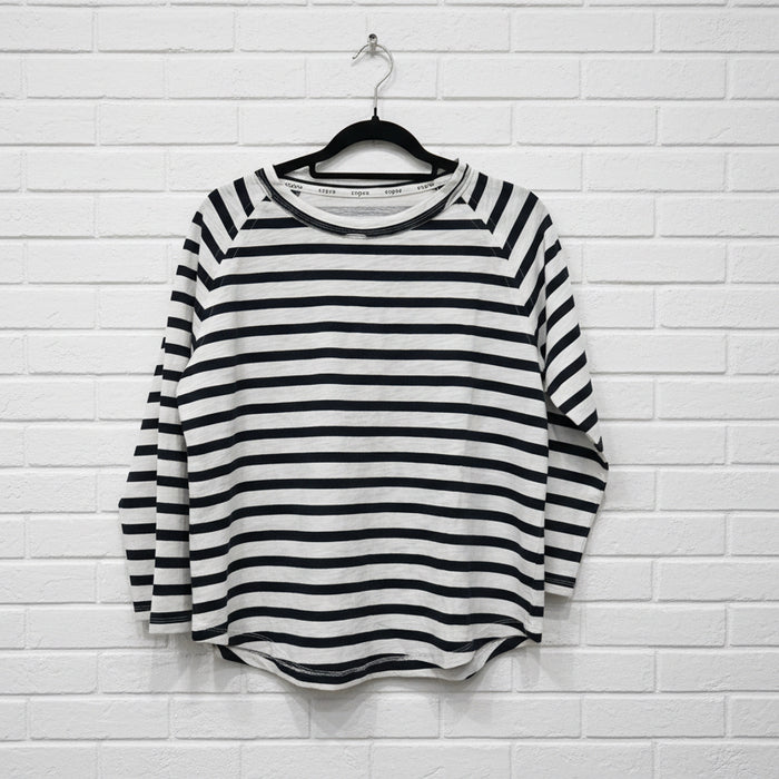 Cloth + Paper + Scissors Tee 3/4 Sleeve Repeat Offender White/Navy C1387-26