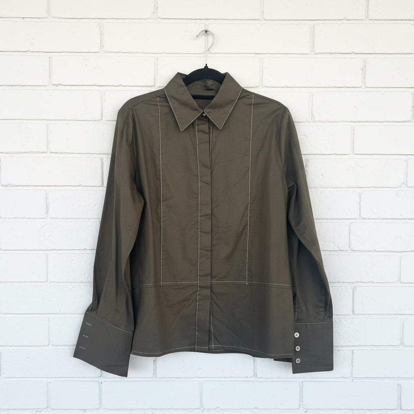 Etta Shirt Khaki/Cream Stitch