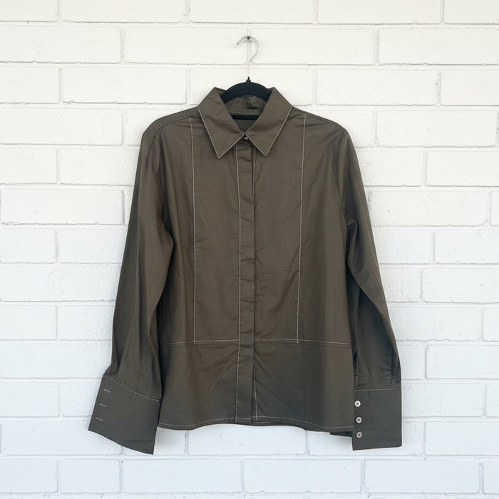 Etta Shirt Khaki/Cream Stitch