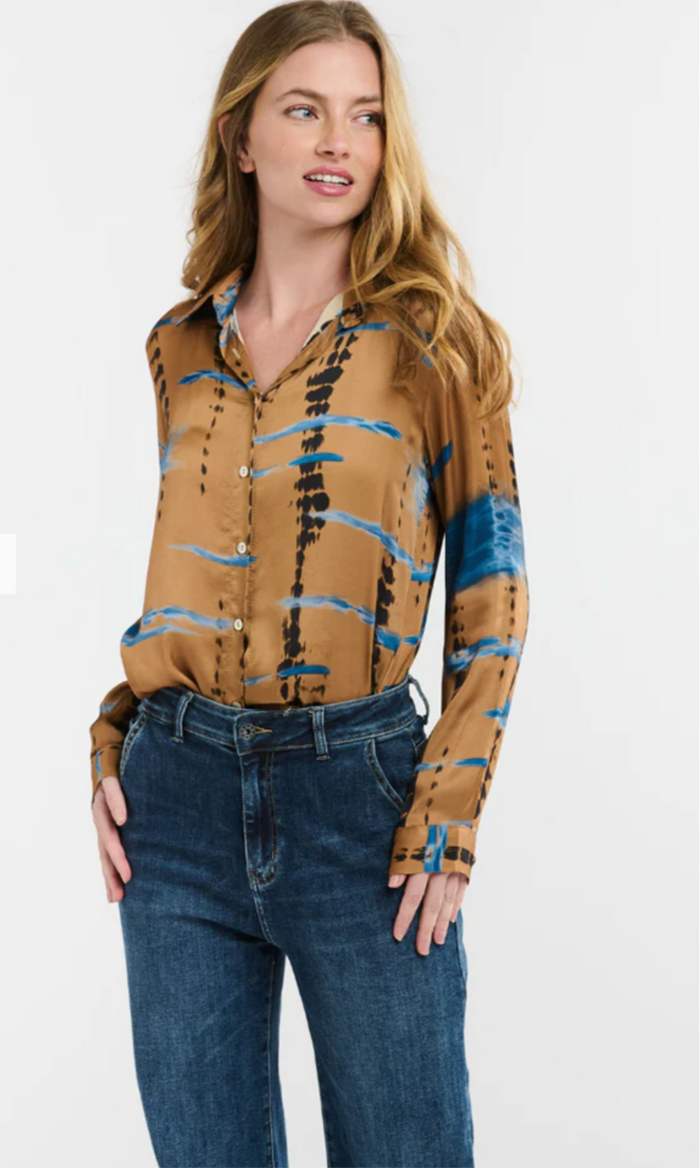 Italian Star Shirt Camel Monroe Print