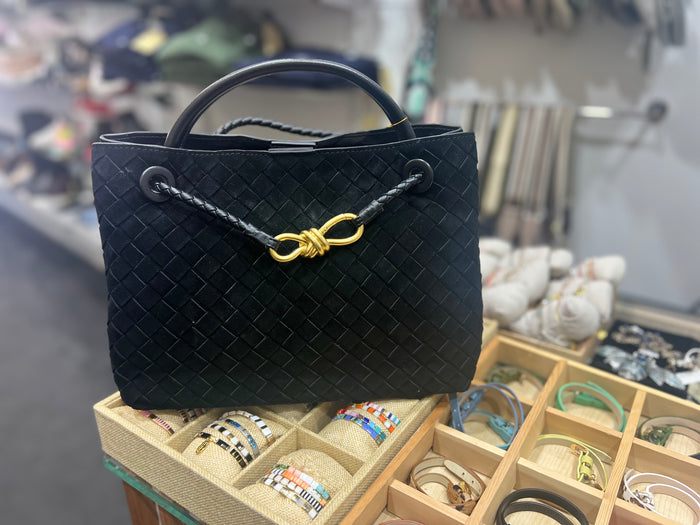 L'ora D'oro Black Suede Woven Bag