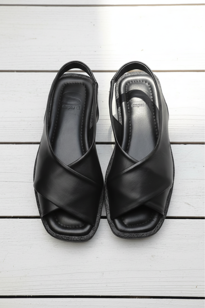 Sempre Di Sandal Black Cross Over 500-1799