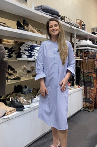 Etta Dress Round Collar Blue/White Stripes