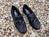 Luca Grossi Black Pony Loafer with Metal front detail G882M