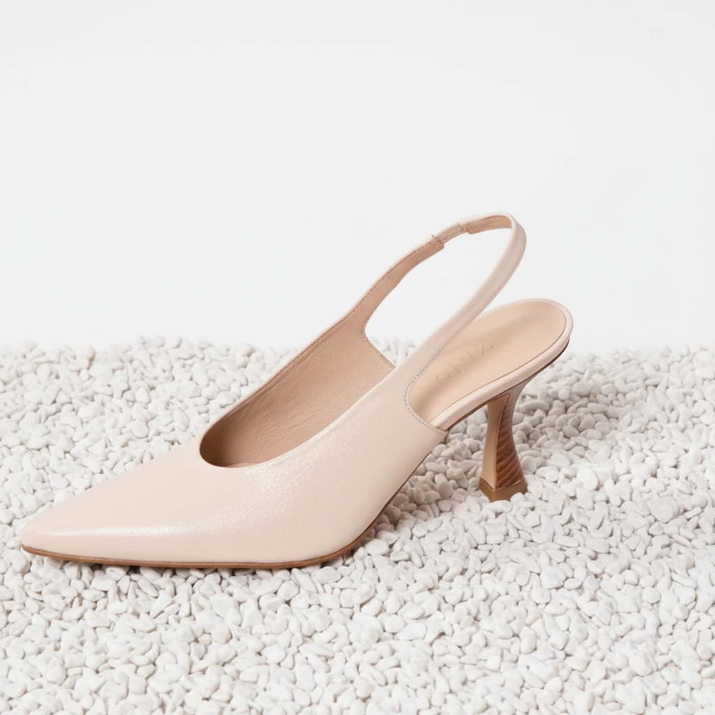 Zinda Heel Sling Back Beige Textured Leather 3109 Haiti