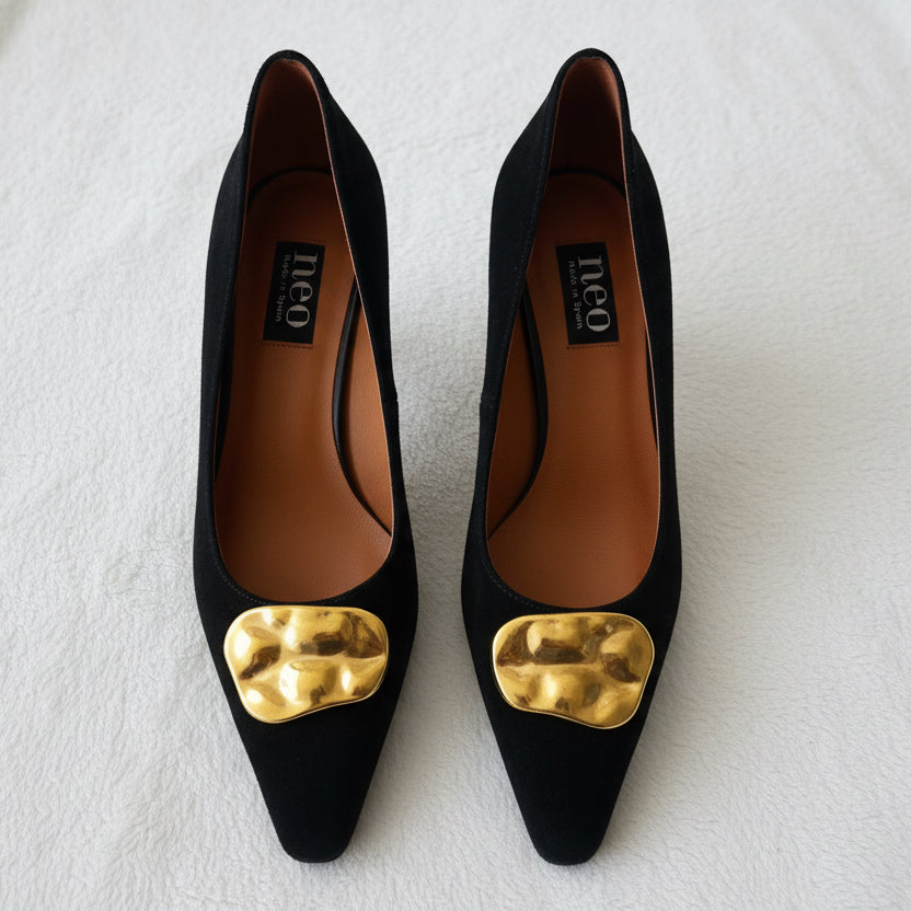 Neo Shoe Basket Suede Pump Black/Gold 25623-416D