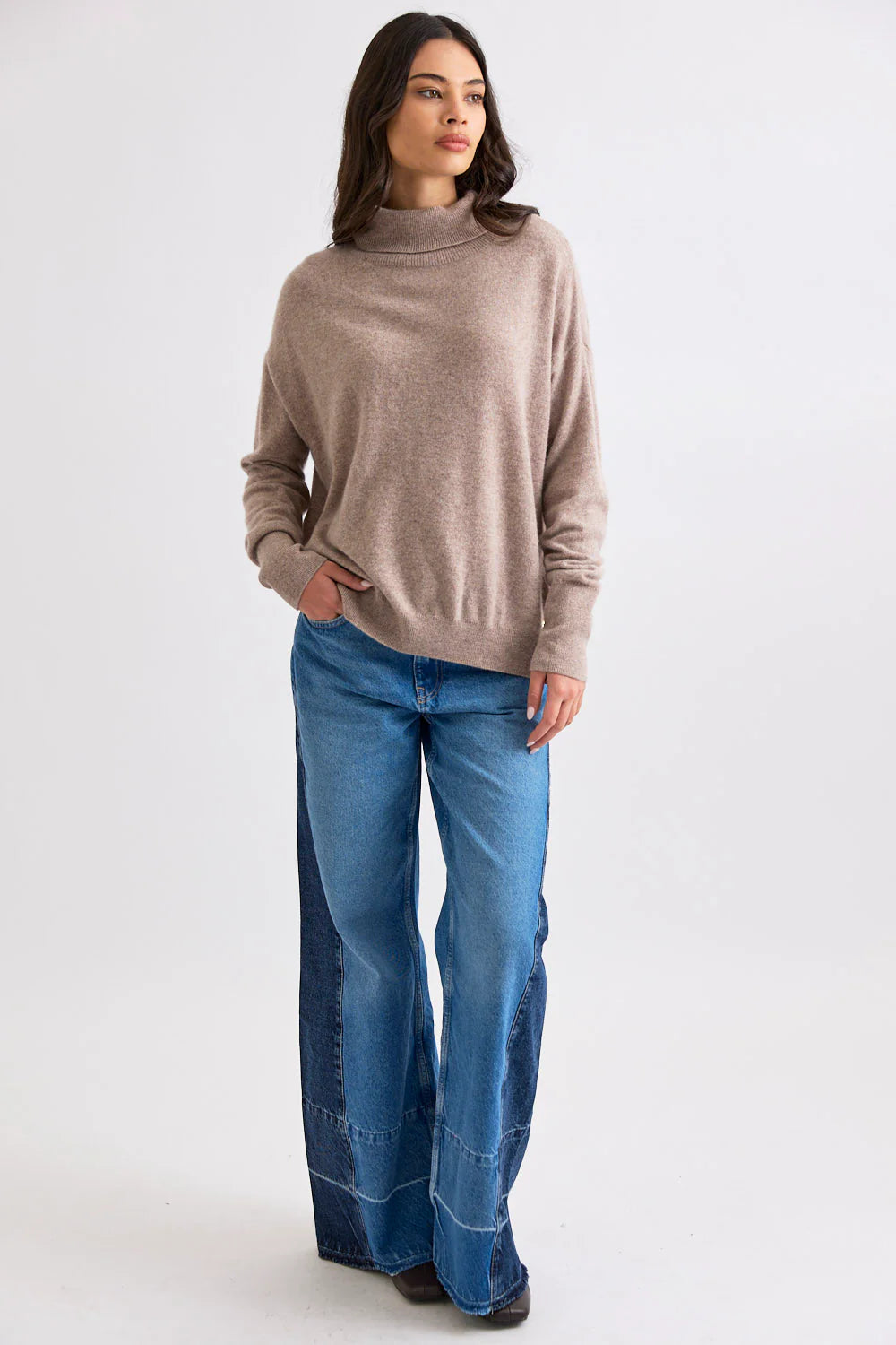 Mia Fratino Jumper Roll Neck Toast 26053