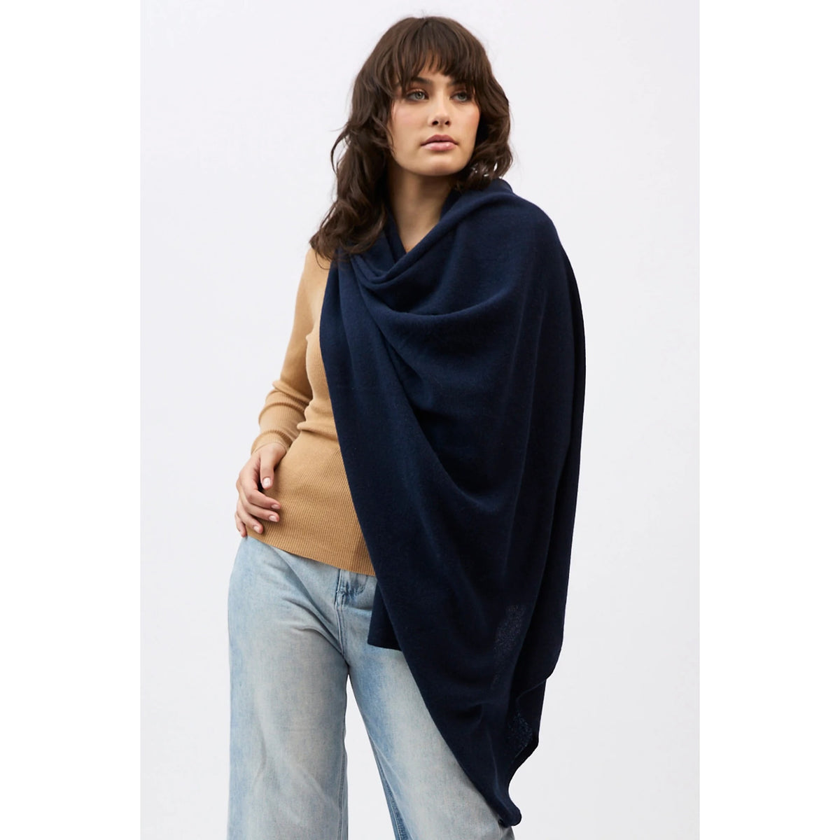 Mia Fratino Wrap Travel Cashmere Navy 20507