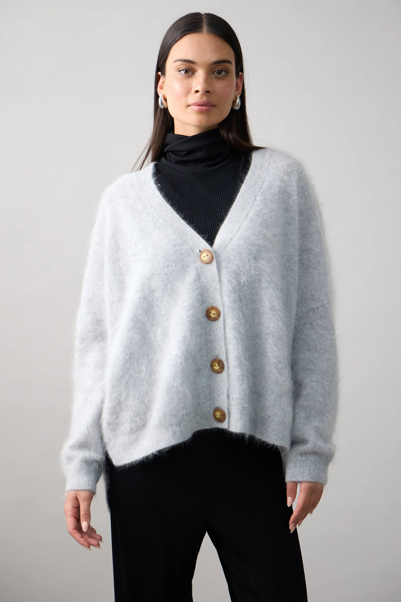 Mia Fratino Brushed Cashmere Mae Cardi Silver 24024