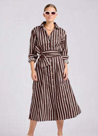 Shirty Luna Longline Shirtdress Chocolate Stripe