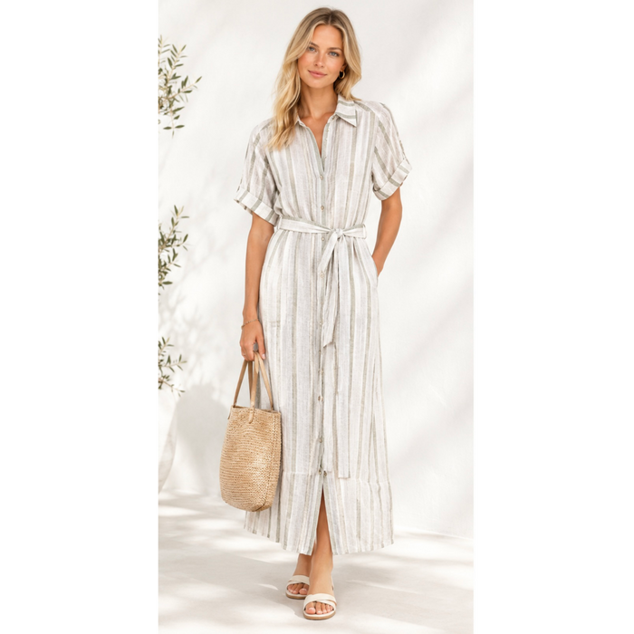 GDS Dress Linen Beige Stripe 861321287