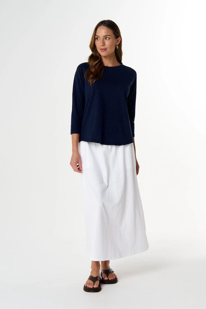 Cloth + Paper + Scissors Tee 3/4 Sleeve Parisian Navy Raglan On Repeat C13030