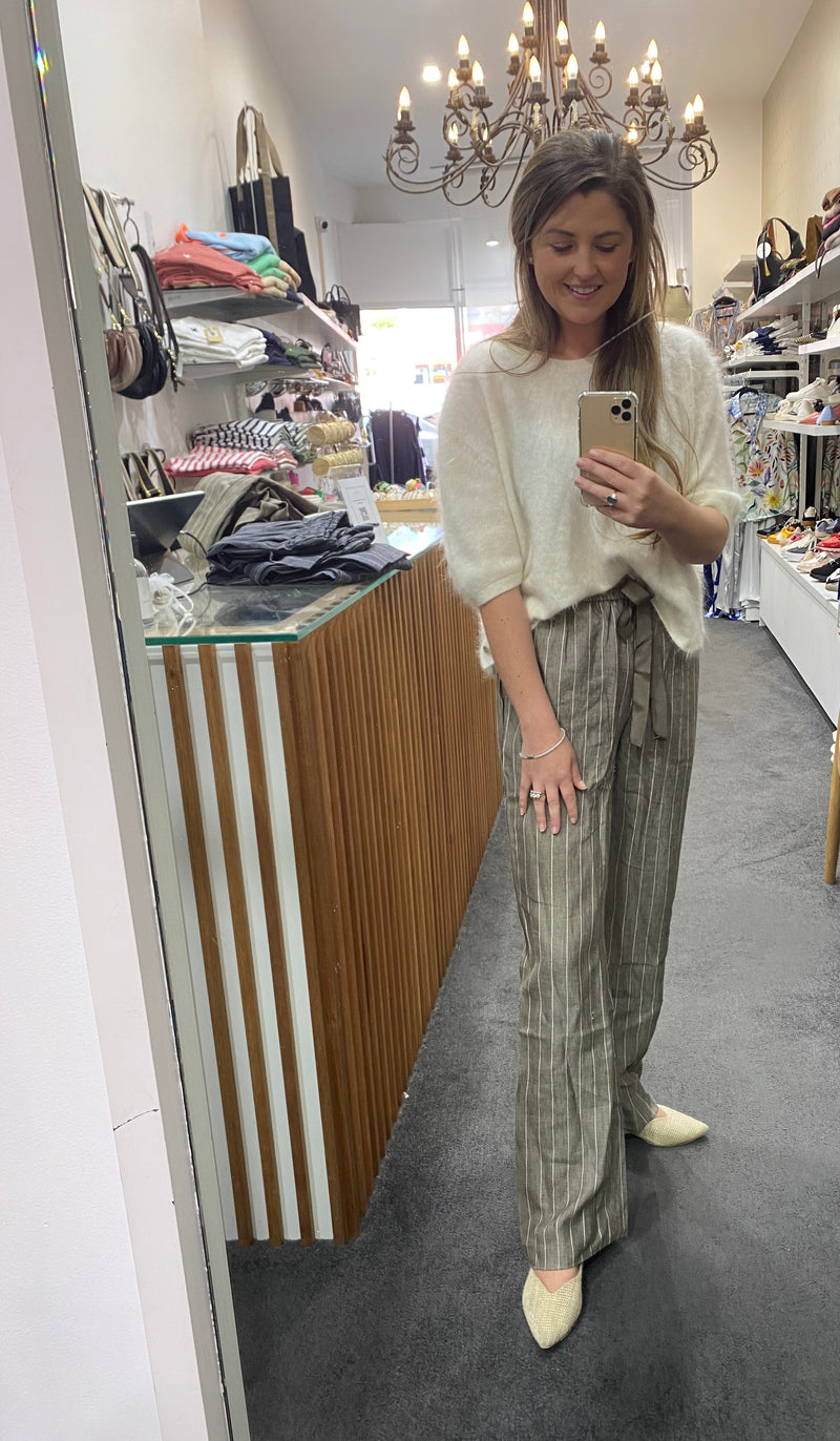 Etta Full Length Linen Brow/Cream Stripe