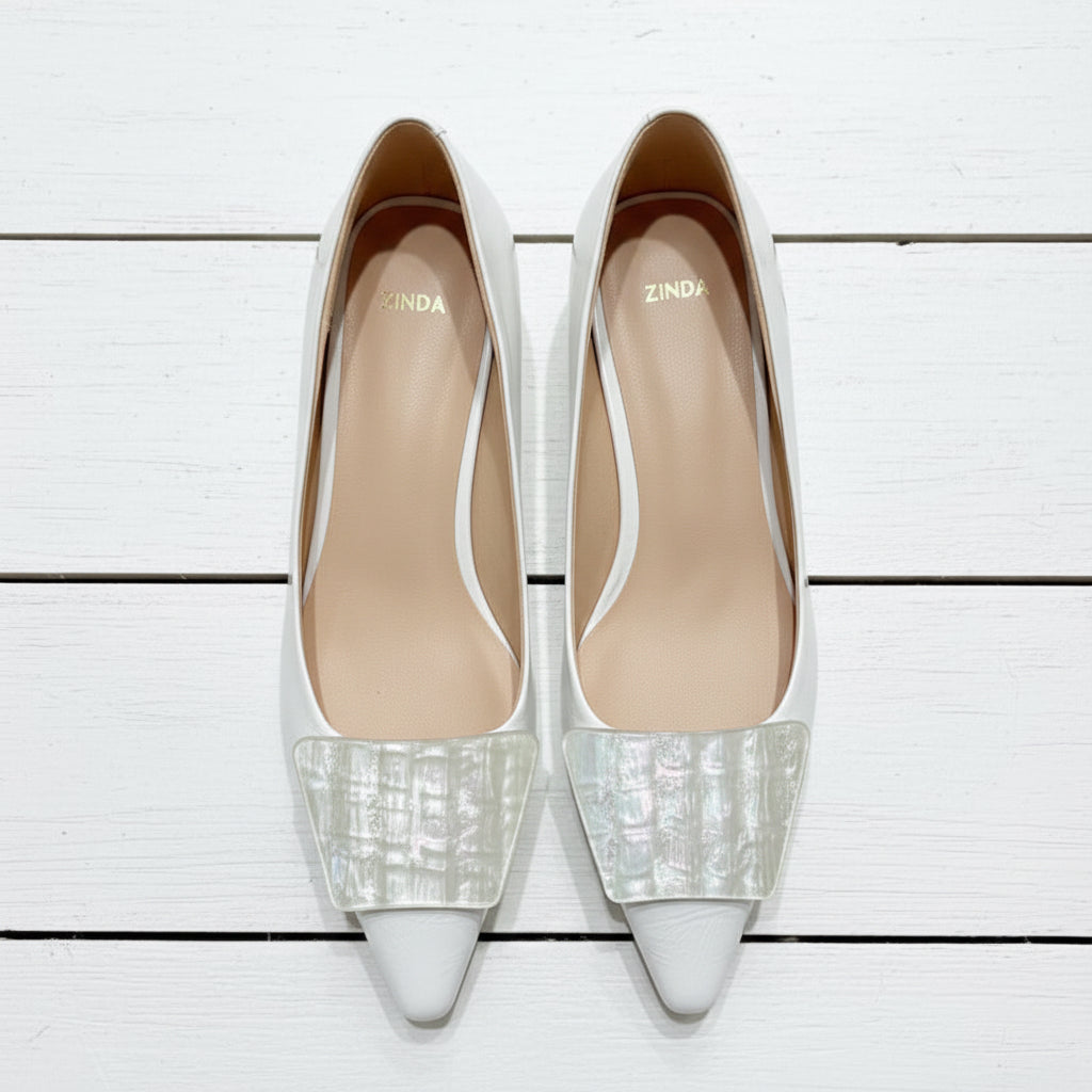 Zinda Court Shoe Patent White 3429