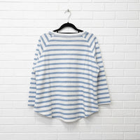 Cloth + Paper + Scissors Tee 3/4 Sleeve Repeat Offender White/Sky Blue C1387-26
