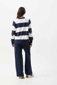 Cloth Paper Scissors Brushed Cotton Striped Sweater White/Parisian Night