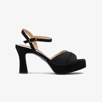 Unisa Sandal Black Embroidered Platform Ojeda