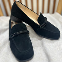 Alfie & Evie Vanessa Black Heeled Loafer with front detail