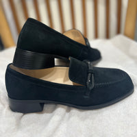 Alfie & Evie Vanessa Black Heeled Loafer with front detail