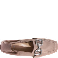Hogl Taupe Suede Loafer With Silver Metal 7-101732