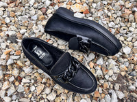 Luca Grossi Black Pony Loafer with Metal front detail G882M