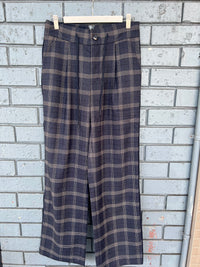 Etta Mia Pleated Pant Navy Check W2521