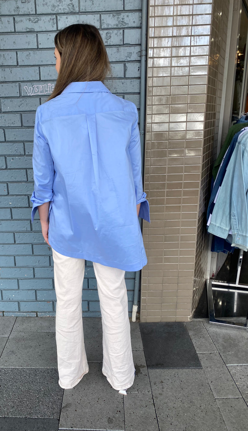 Etta Shirt Long Sleeve Summer Blue Cotton