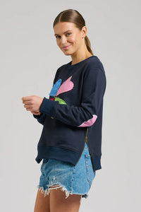 Est 1971 Navy Zipside Cotton Sweatshirt