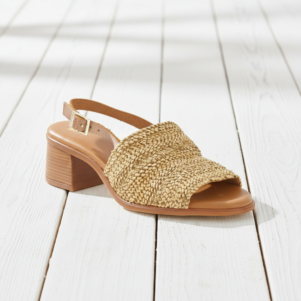 Neo Sandal Raffia Heeled Cuero TA-2732