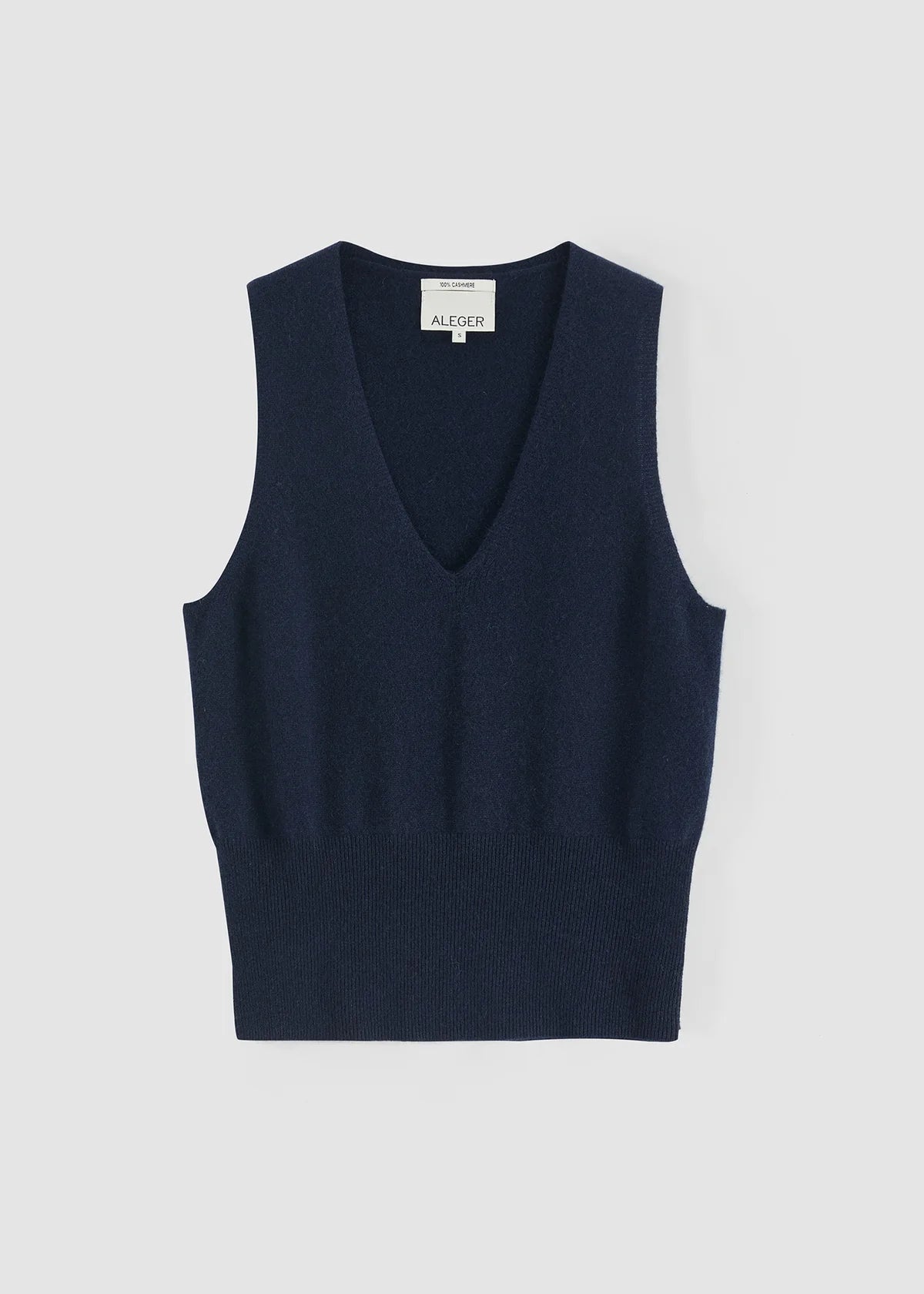Aleger Vest Cashmere Low V French Navy N2180