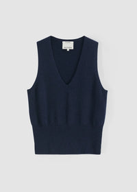 Aleger Vest Cashmere Low V French Navy N2180