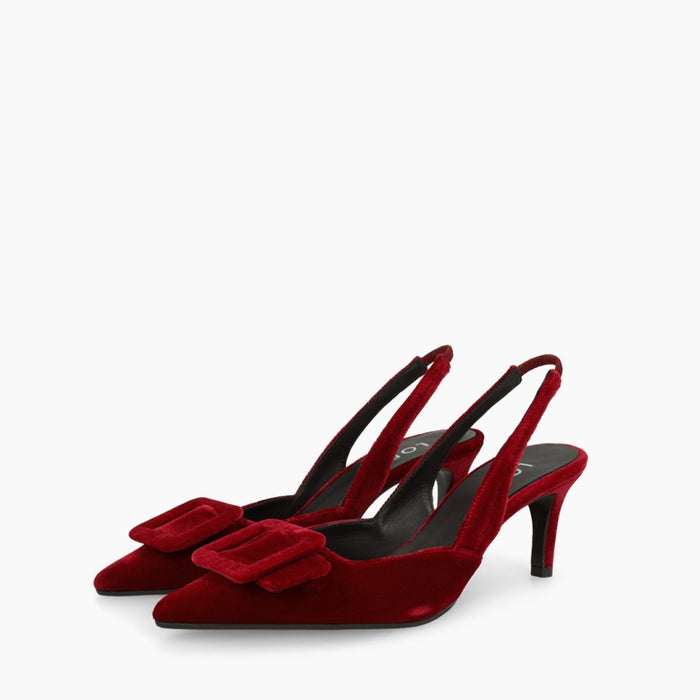 Lodi Court Shoe Velvet Red