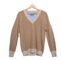 Bow And Arrow Camel Ribbed V Neck Cashmere Blend