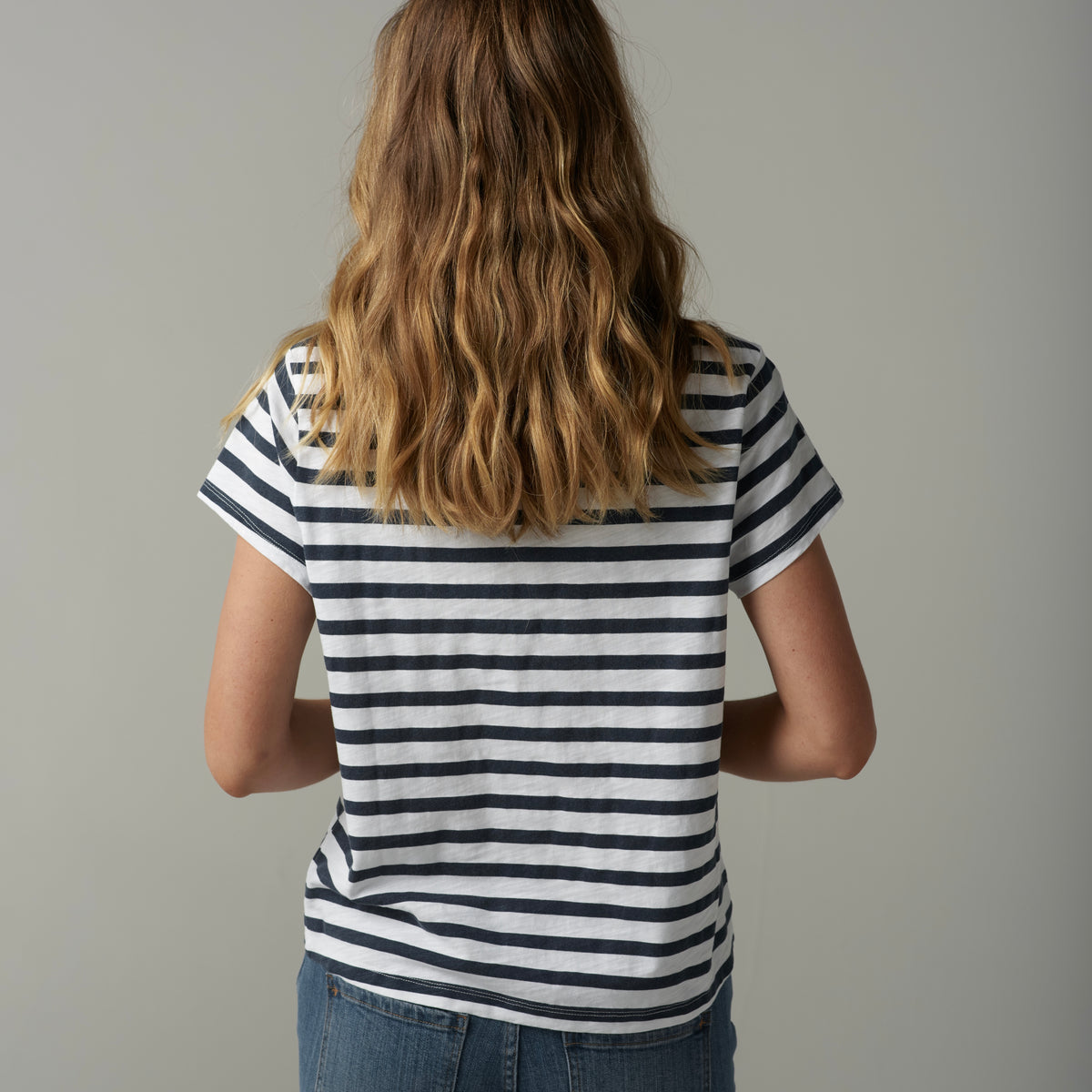Cloth + Paper + Scissors Striped Tee White/Parisian C1378