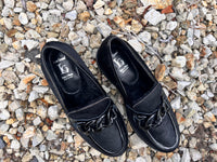 Luca Grossi Black Pony Loafer with Metal front detail G882M