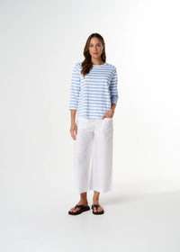 Cloth + Paper + Scissors Tee 3/4 Sleeve Repeat Offender White/Sky Blue C1387-26