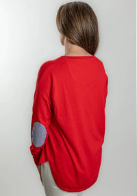 Bow and Arrow Red Cotton Cashmere with Stripe Patch