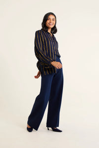Alessandra Frankie Linen Shirt  Ink/Gold 800Q