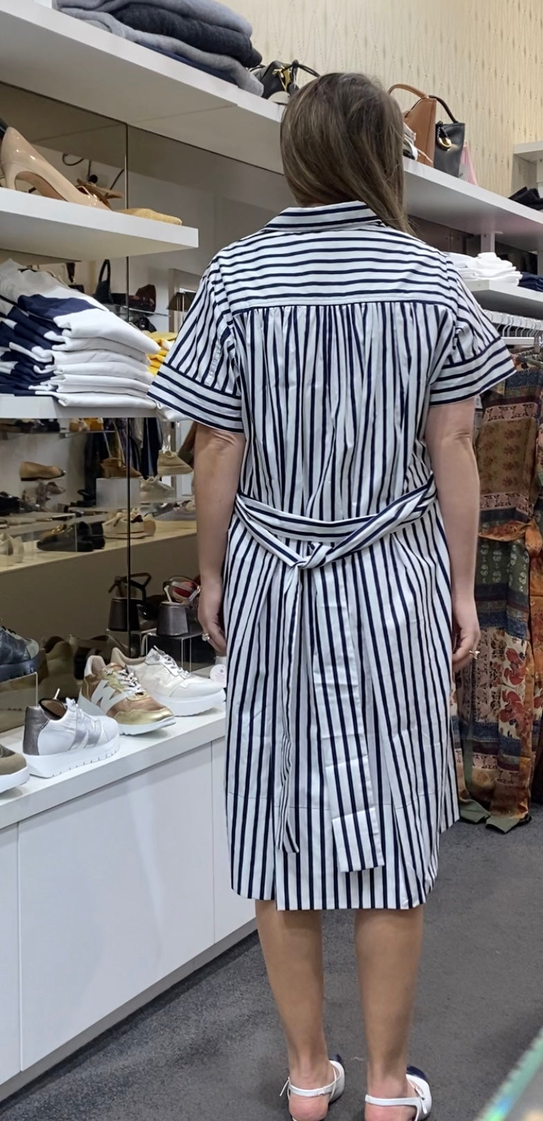 Etta Dress Bold Shirt Style Navy Stripe