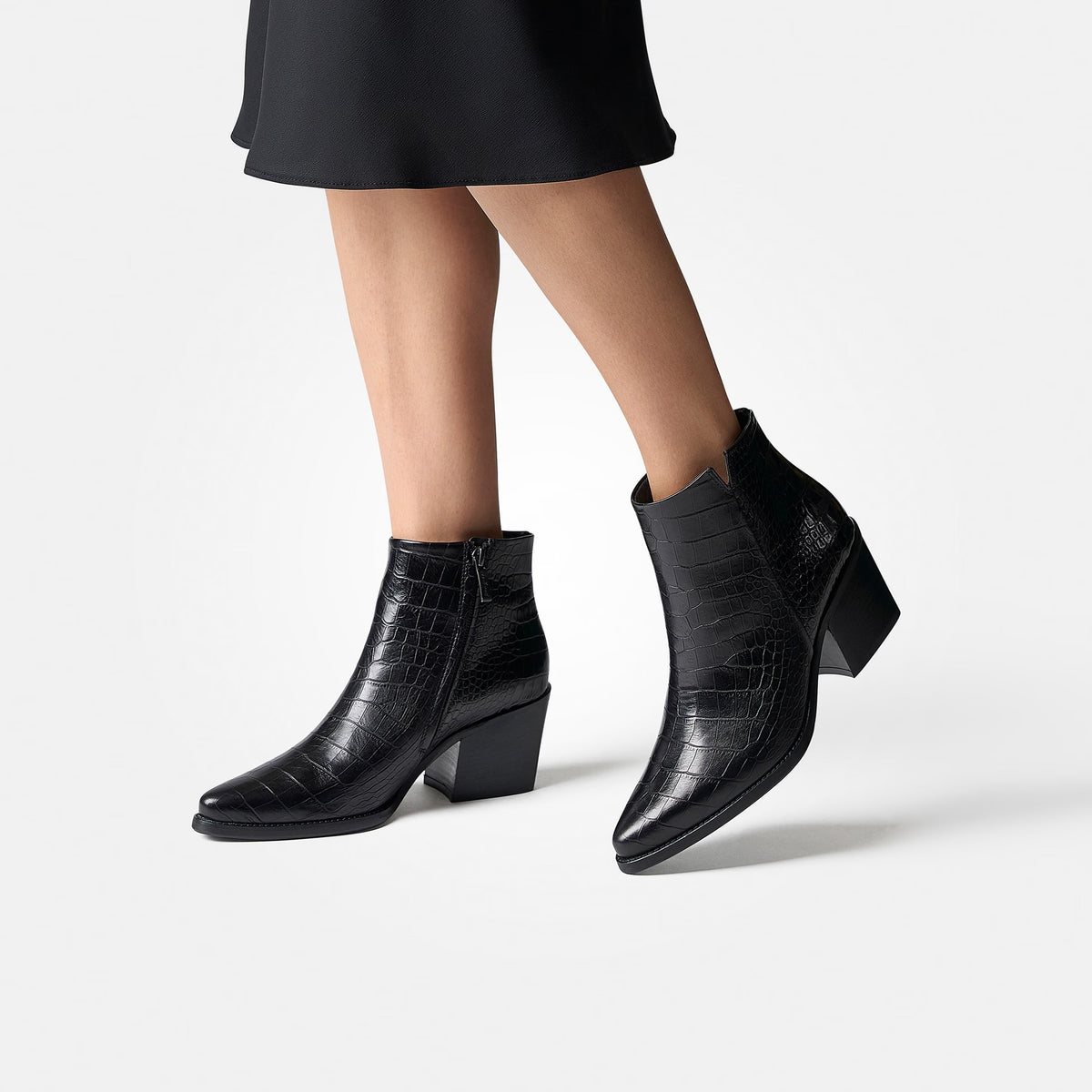Paul Green Boots Black Croc Ankle 9780-026