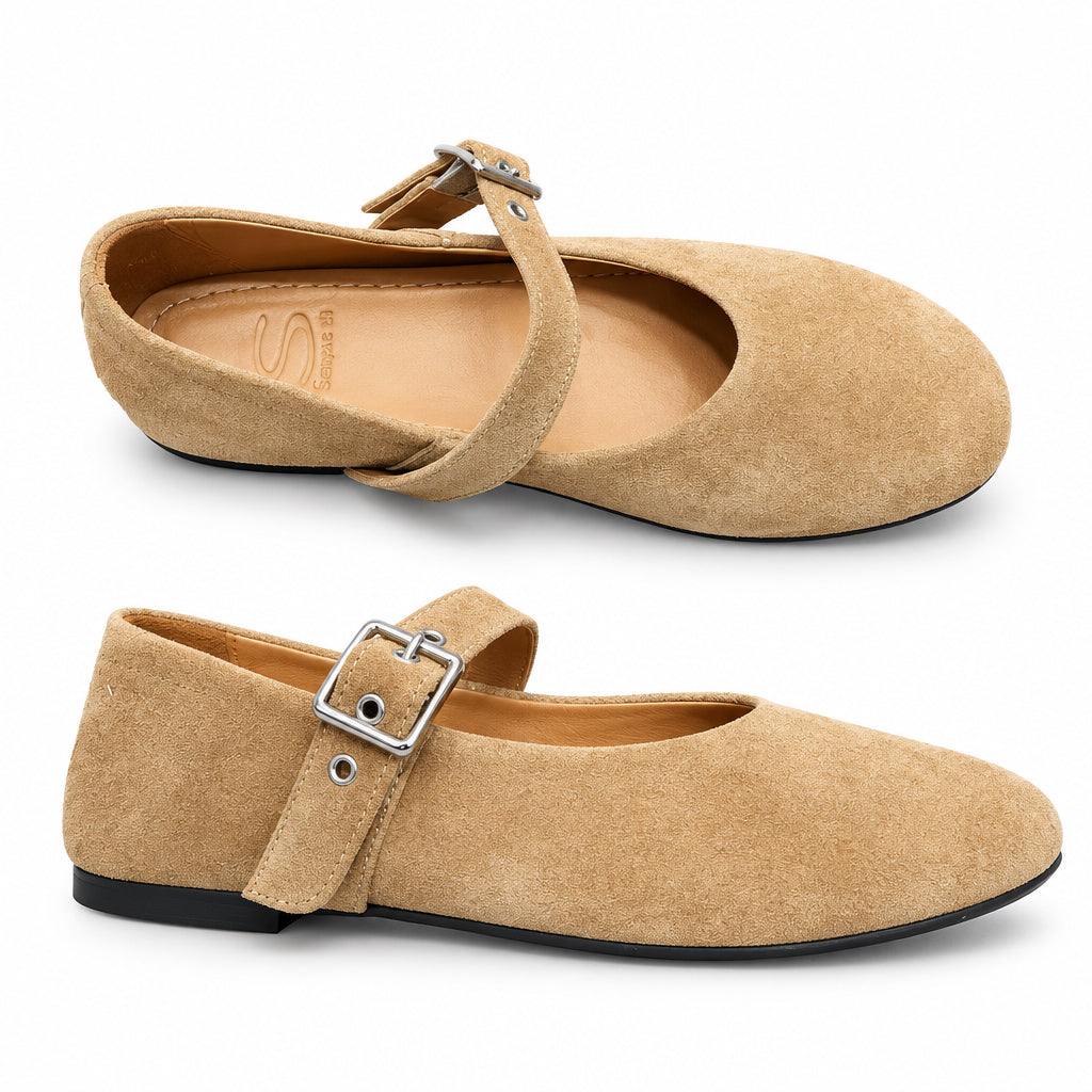 Sempre Di Ballerina Tan Suede  0902