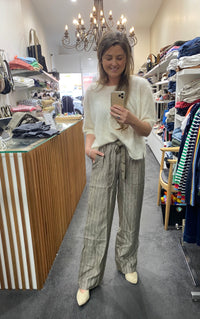 Etta Full Length Linen Brow/Cream Stripe