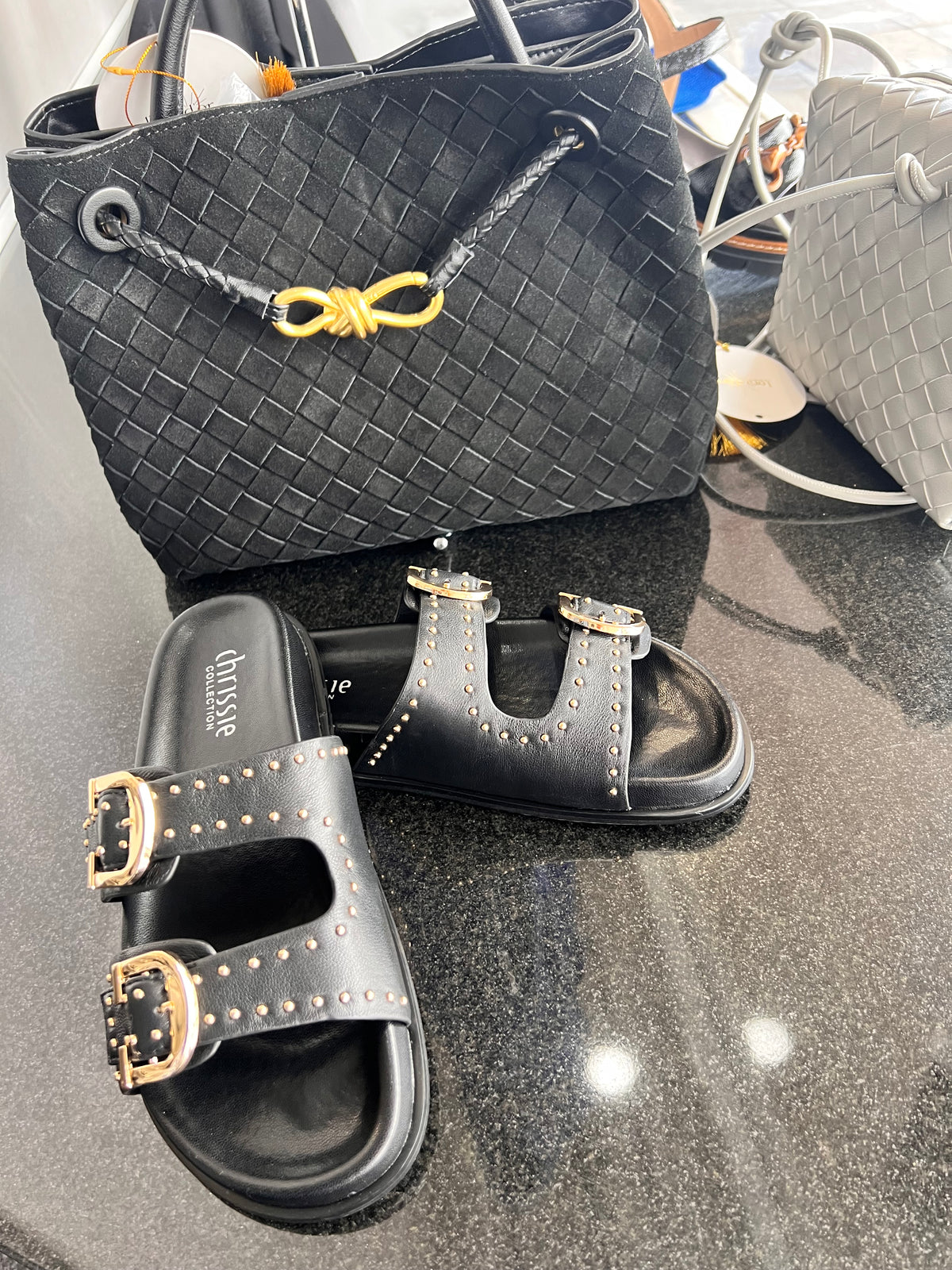 Chrissie Slide Star Black Stud