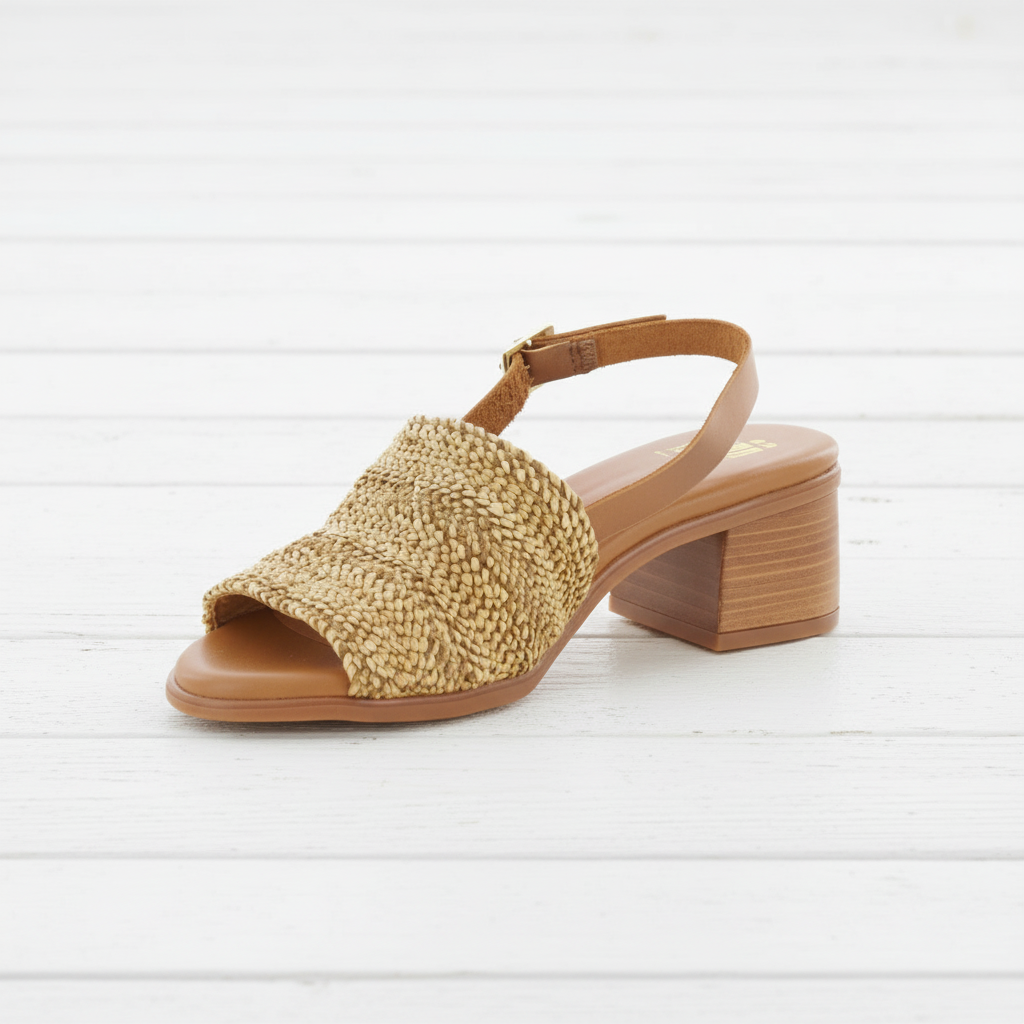 Neo Sandal Raffia Heeled Cuero TA-2732