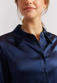 Alessandra Primrose Silk Shirt Navy 401Q