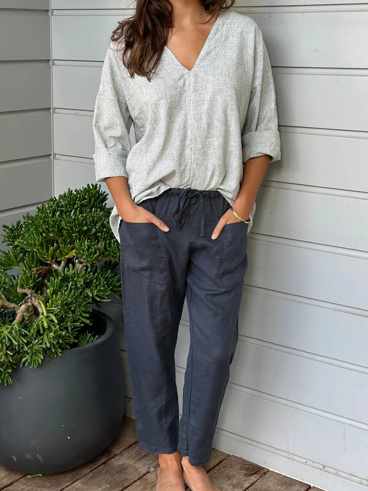 Frockk Pant Jessie Linen Charcoal